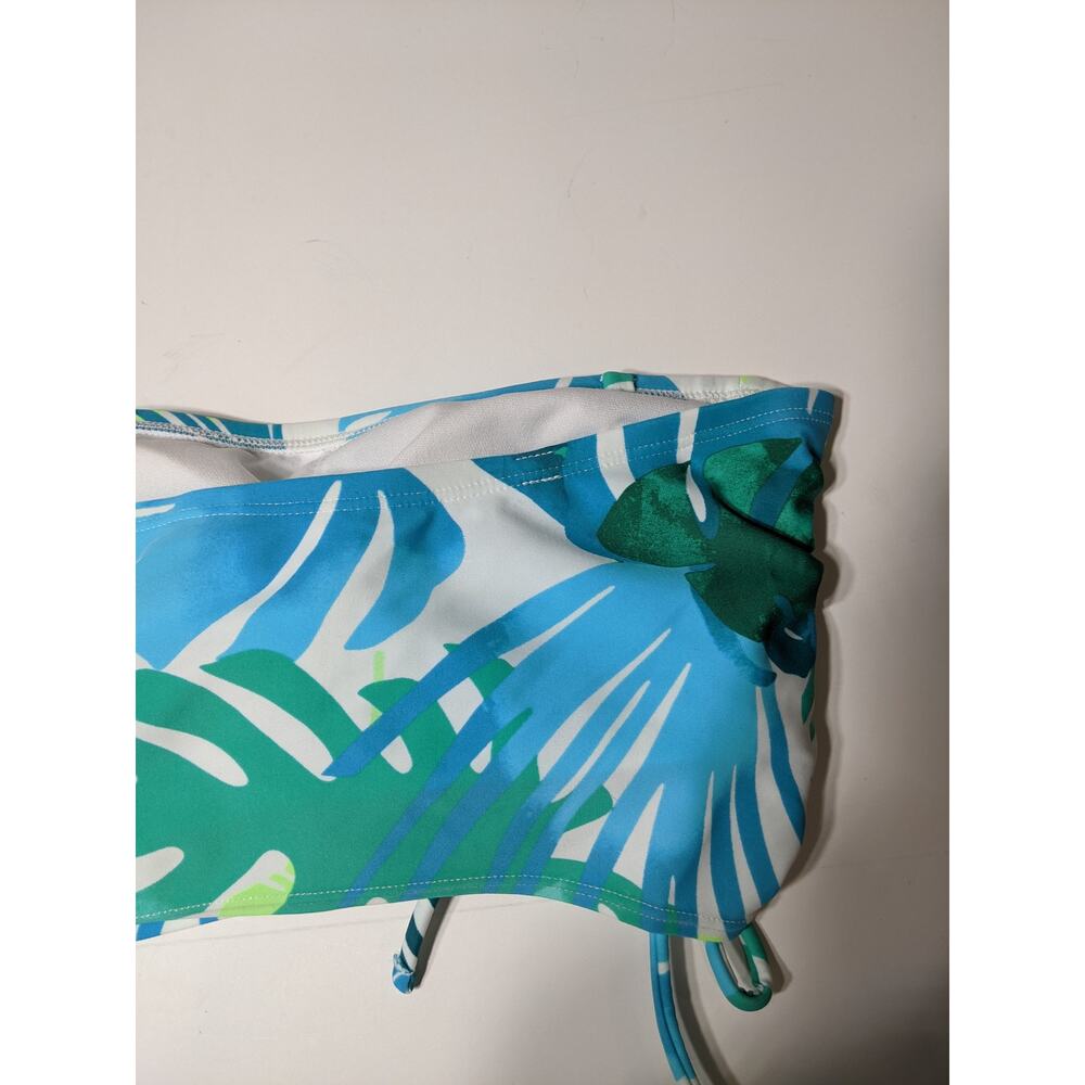 Xhilaration Bikini Top Tropical Juniors' Longline Side-Cinch Bandeau M Swimsuit - Picture 7 of 10